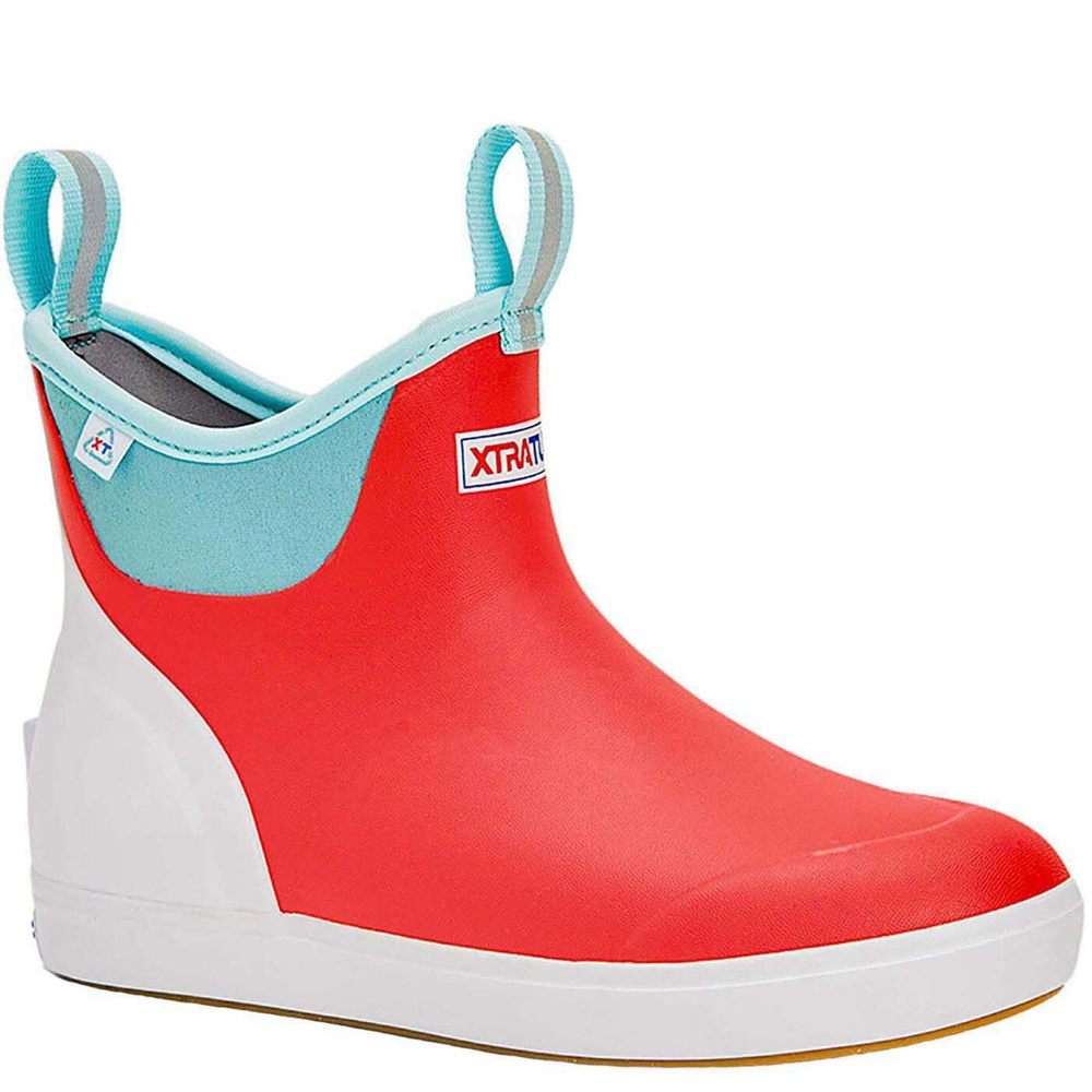 XTRATUF Women's Red Ankle Deck Boots